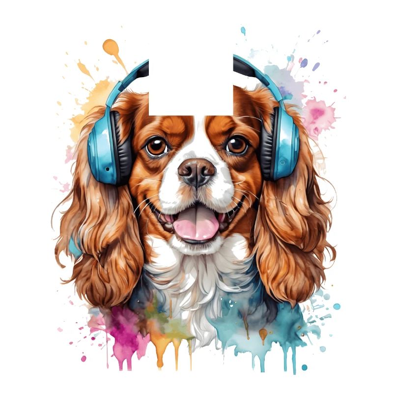Cavalier King Charles Spaniel Kopfhörer Hund Print