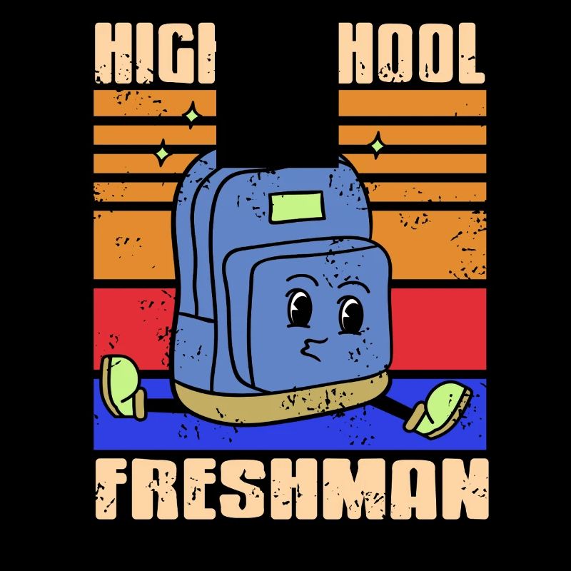 High School Freshman Backpack Cartoon