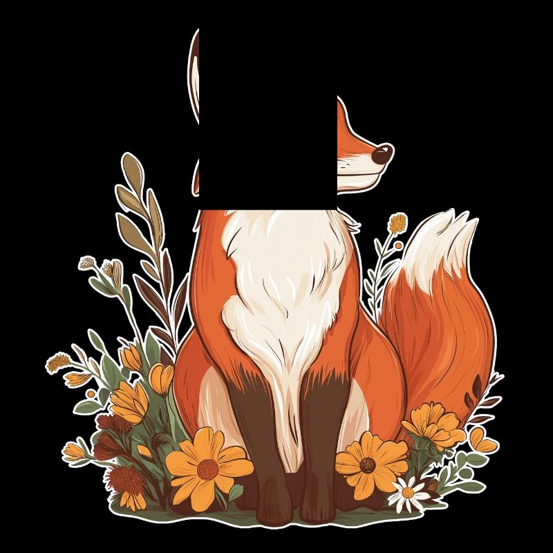 Renard avec des fleurs