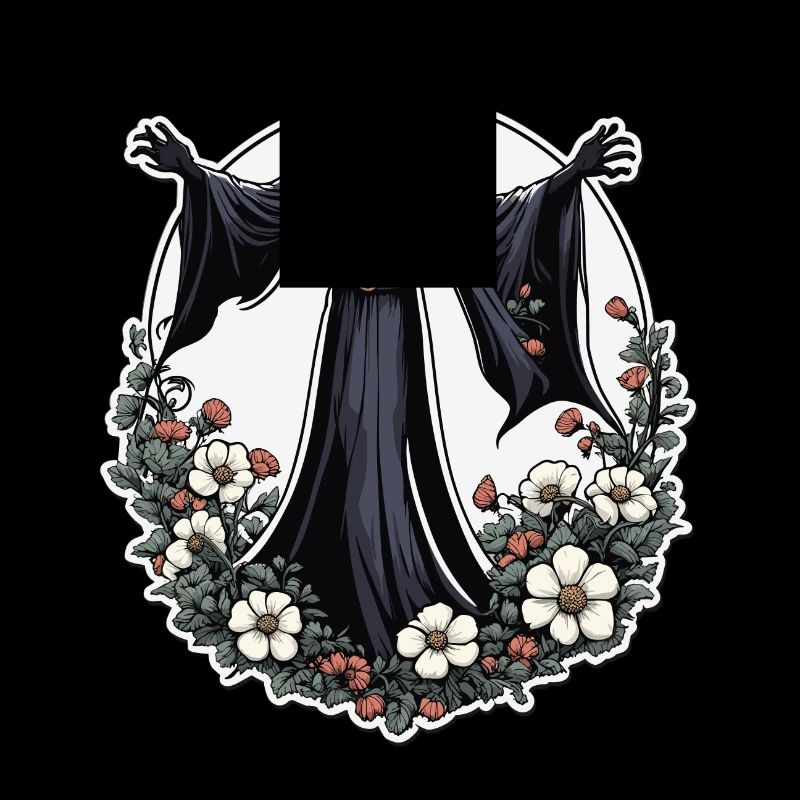 Grim Reaper Flowers Illustration