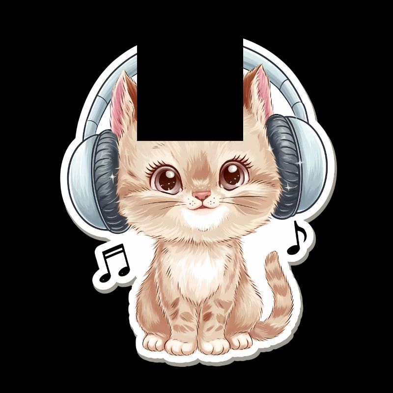 Chat mignon avec des écouteurs Doodle