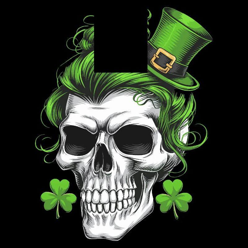 crâne de la Saint-Patrick avec des cheveux verts