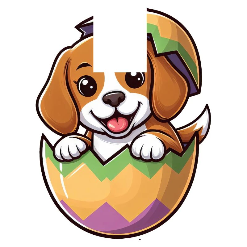 Oeuf de Pâques coloré avec conception de Beagle à éclosion
