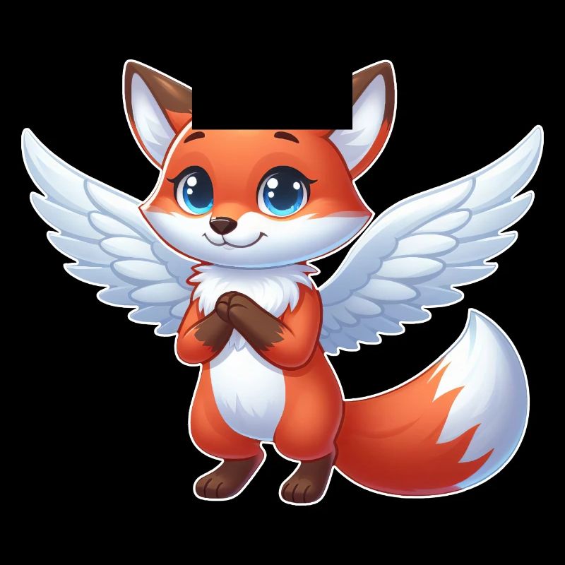 Ailes de bande dessinée d’ange de renard mignon