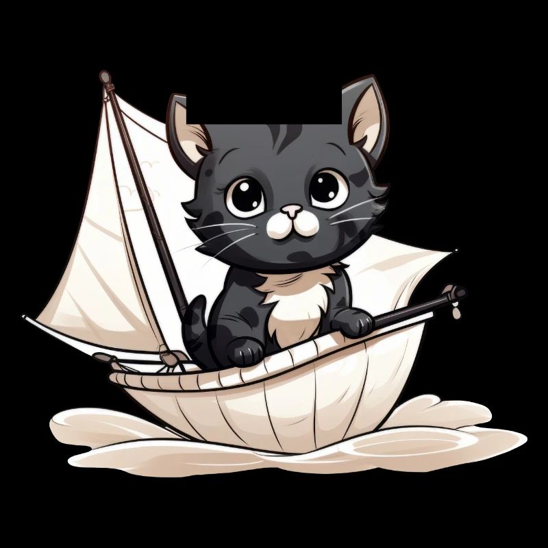 Chat mignon sur un dériveur