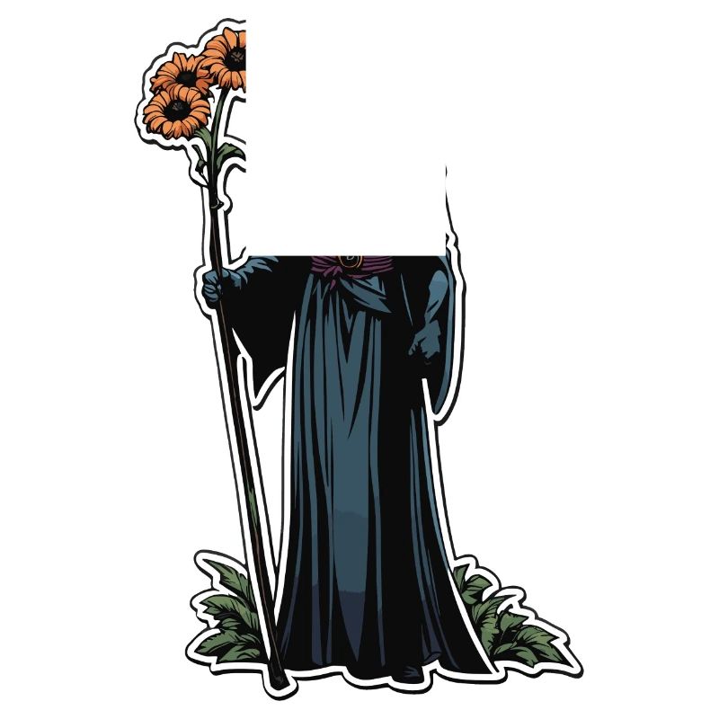 Grim Reaper Flowers Illustration