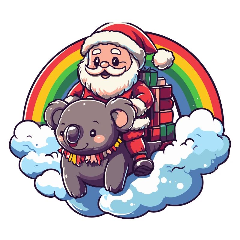 Koala Père Noël Arc-en-ciel