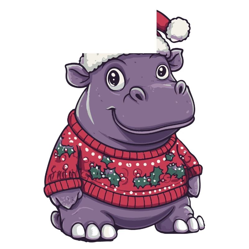 Nilpferd Weihnachten Comic