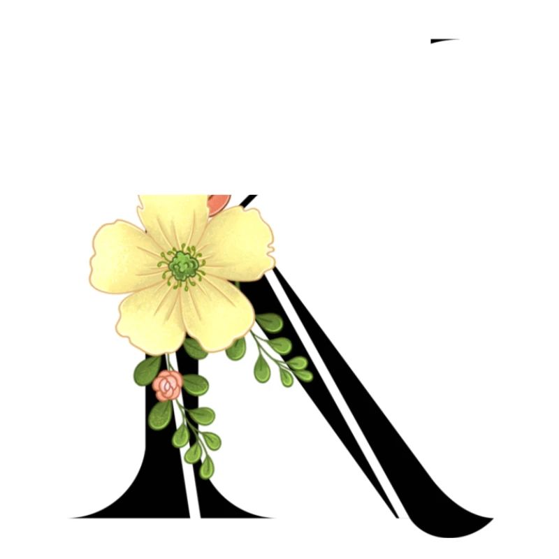 Eleganter Buchstabe 'K' mit Blumen