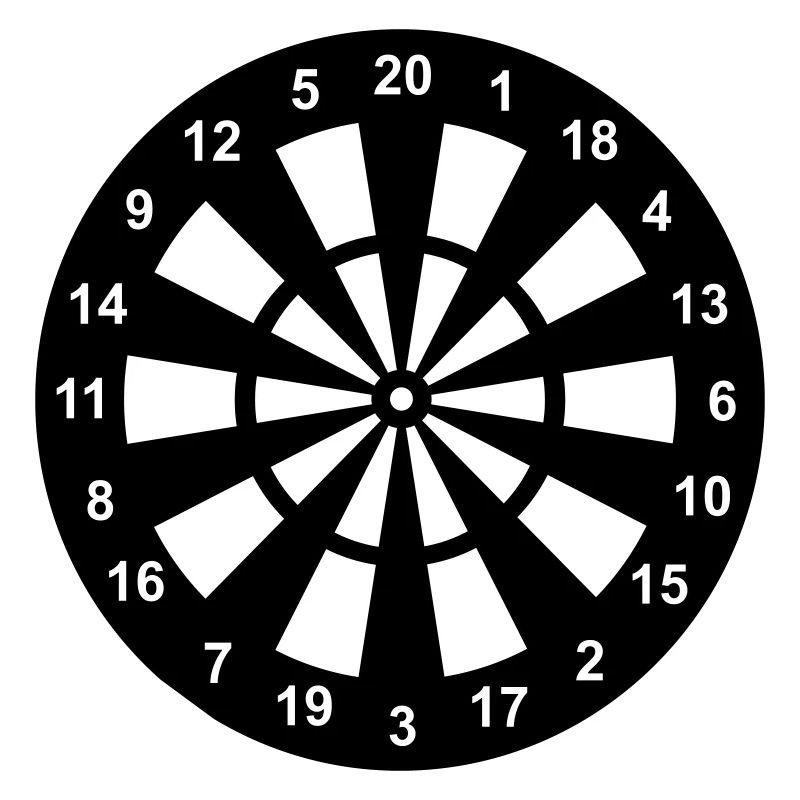 Dartscheibe in schwarz-weiß