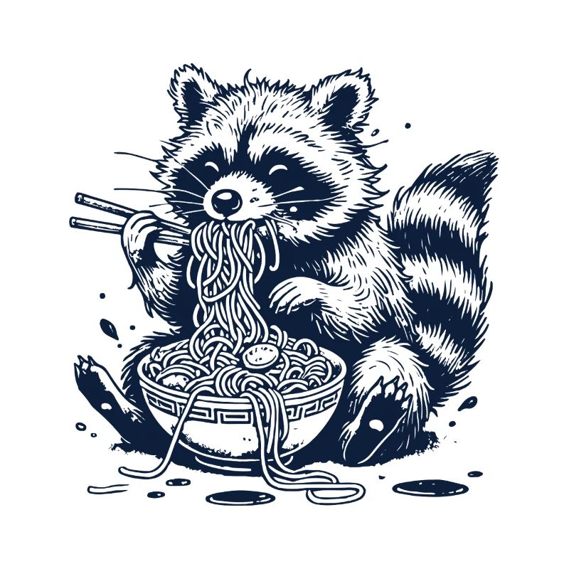 Waschbär Ramen Nudeln Retro Japan Ukiyo-E