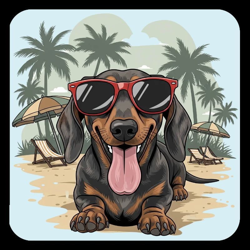 Teckel de plage Teckel Teckel avec lunettes cool