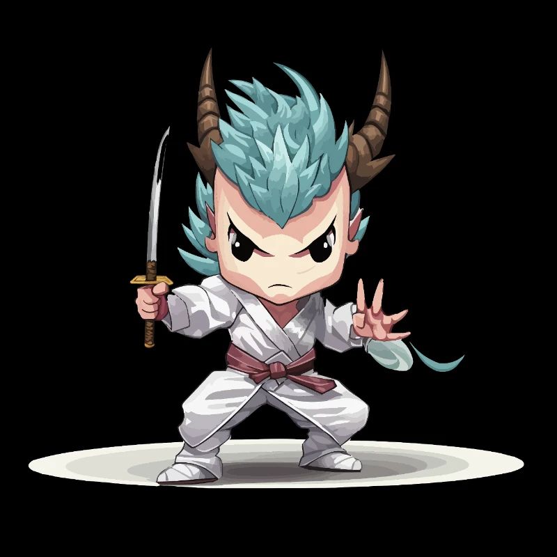 Chibi Warrior with Katana