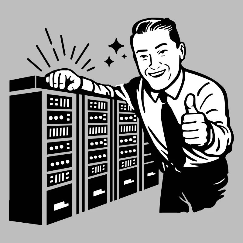 Rétro IT Admin Smiling – Support technique vintage