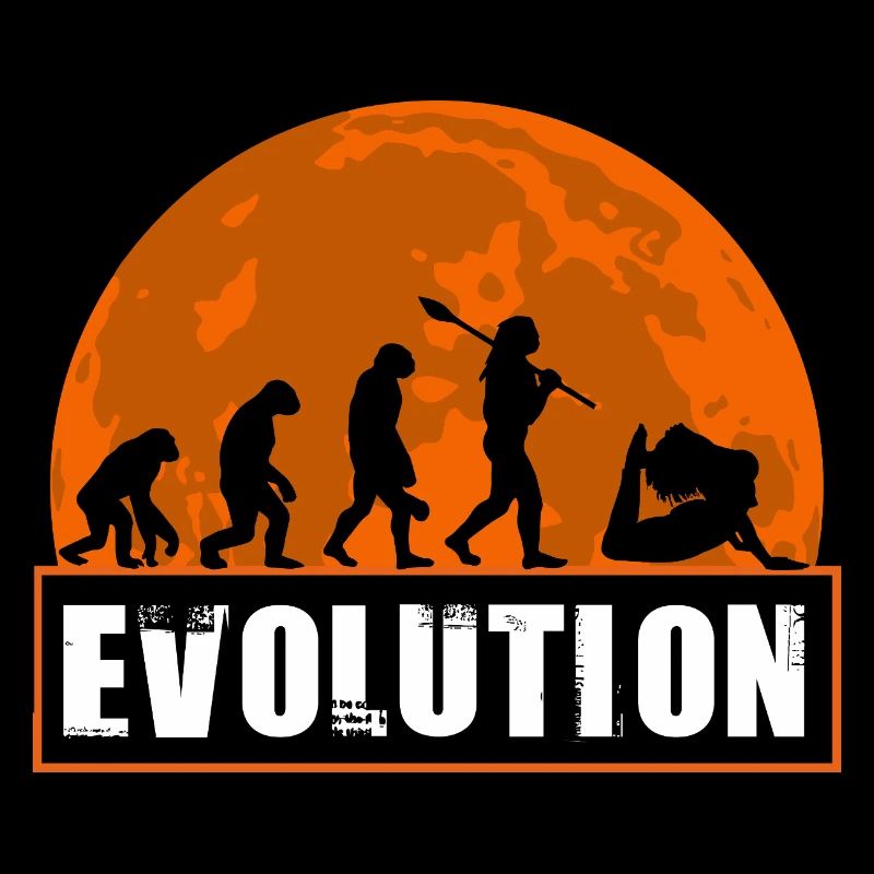 Yoga Evolution Silhouette Sunset Retro