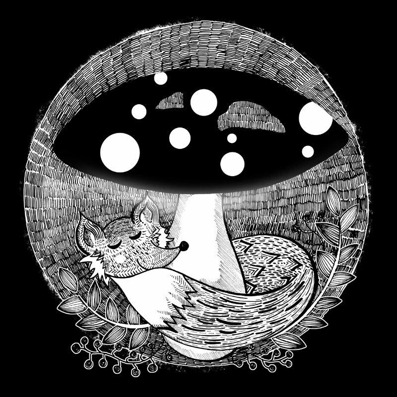 Fuchs Illustration schwarzweiß