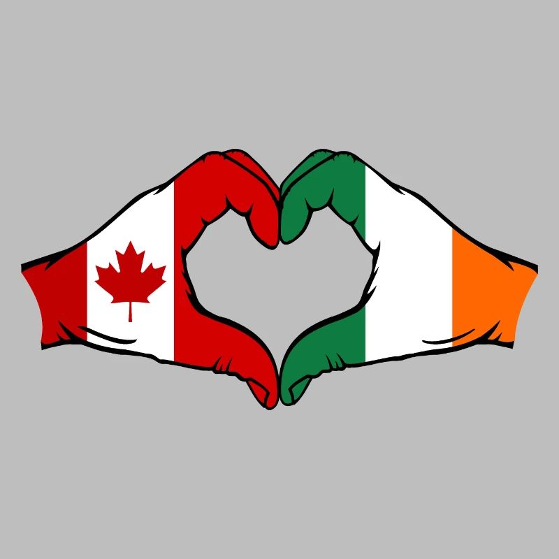 Canada Ireland heart shape with hands