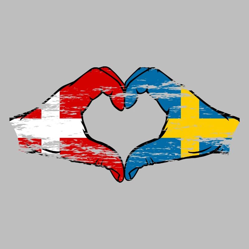 Danemark Suède forme de coeur avec des mains utilisées