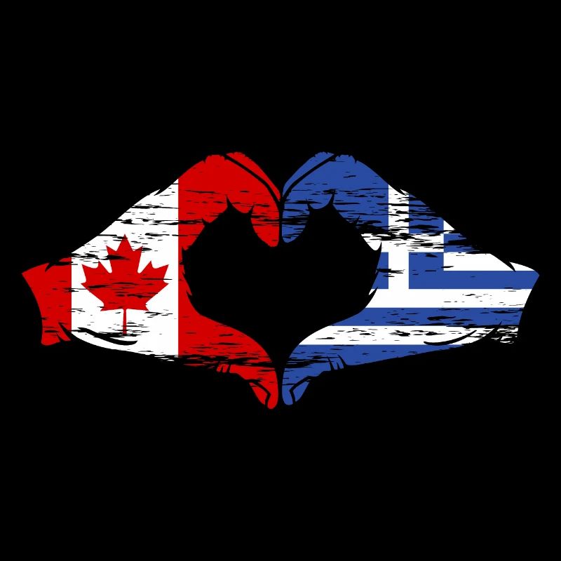 Canada Grèce drapeau mains coeur forme utilisé