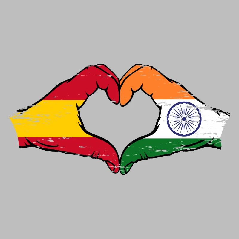 Spain India hands heart shape used