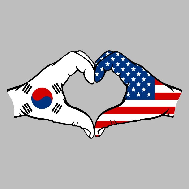 Corée du Sud États-Unis Mains Forme de coeur