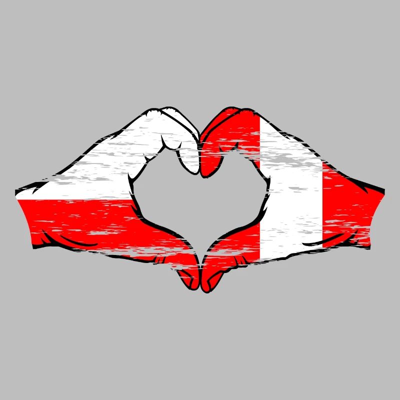Pologne Pérou drapeau forme de coeur utilisé