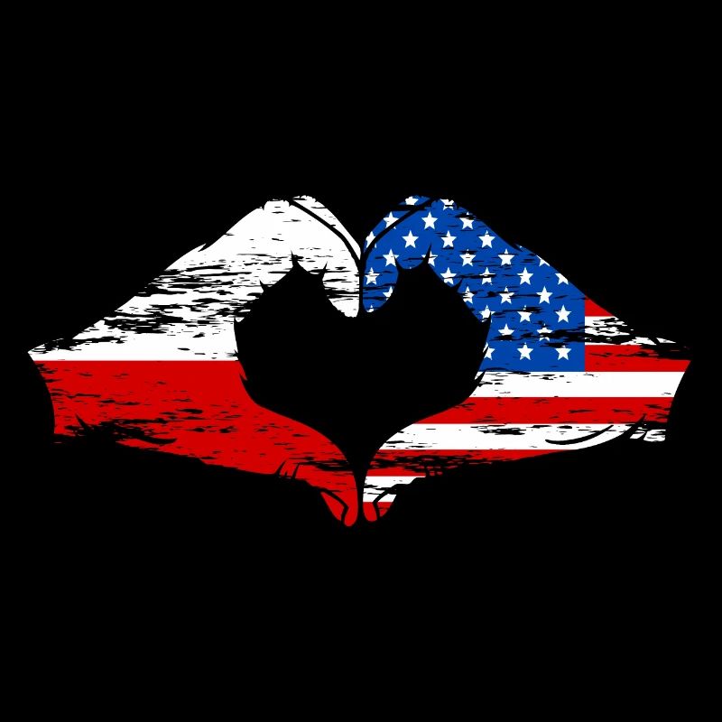 Pologne USA drapeau coeur forme utilisé