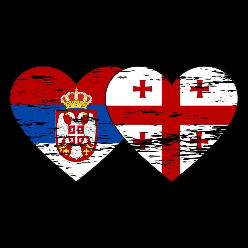 Serbie Géorgie Drapeau Coeur Utilisé