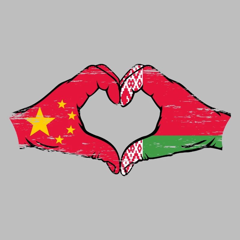 Chine Biélorussie drapeau mains forme de coeur utilisé