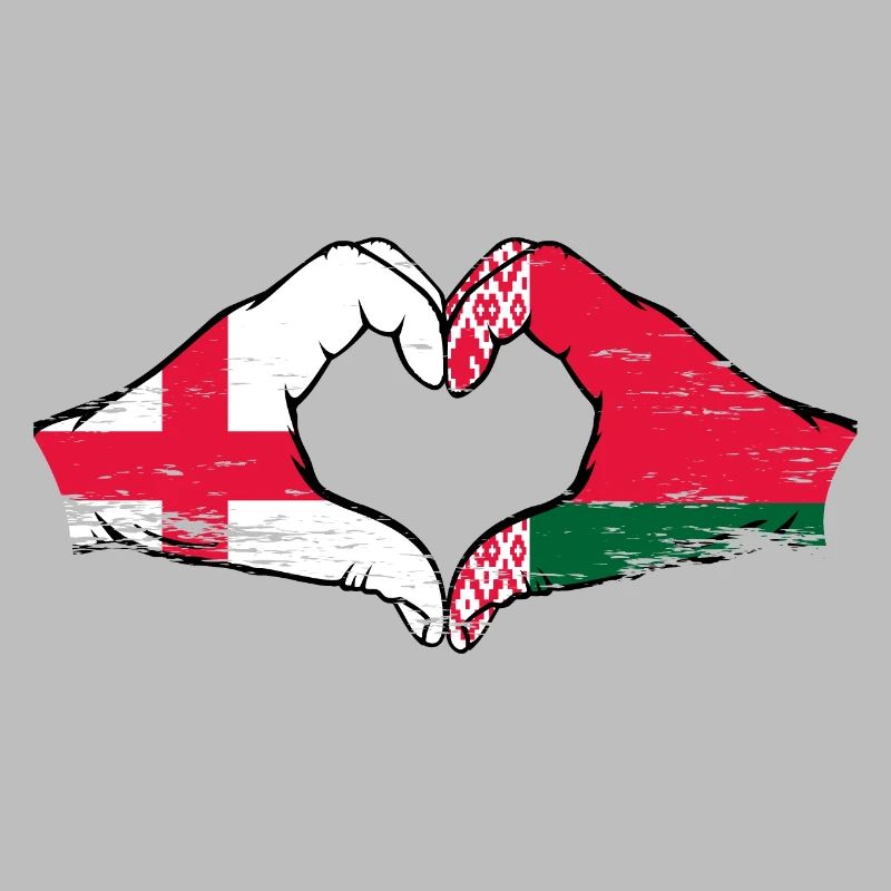 England Belarus Flag Hands Heart Shape