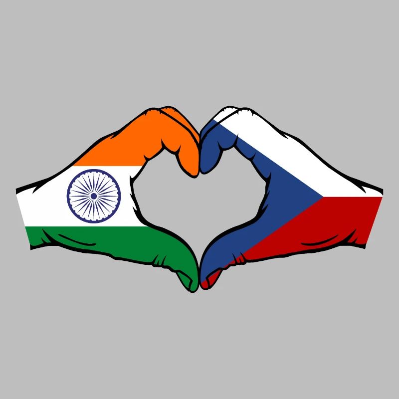 Inde République tchèque drapeau mains coeur forme