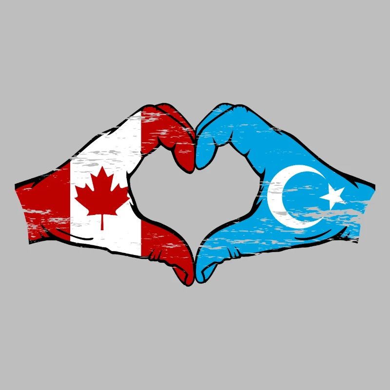 Canada Drapeau ouïghour mains forme de coeur utilisé
