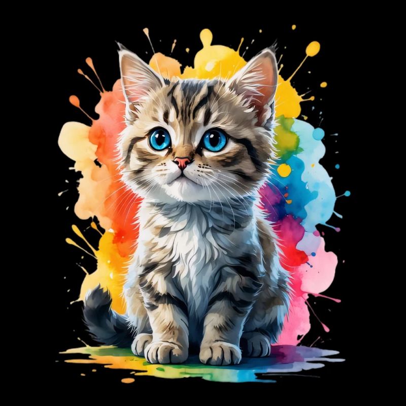 Explosion de couleurs de portrait de chat