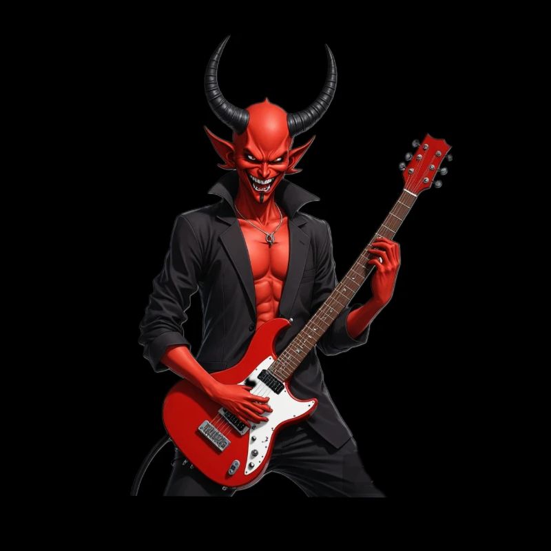 Devil with red electric guitar