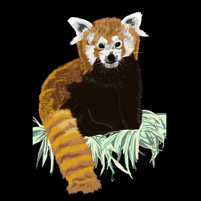 Roter Pandabaer auf Heu sitzend