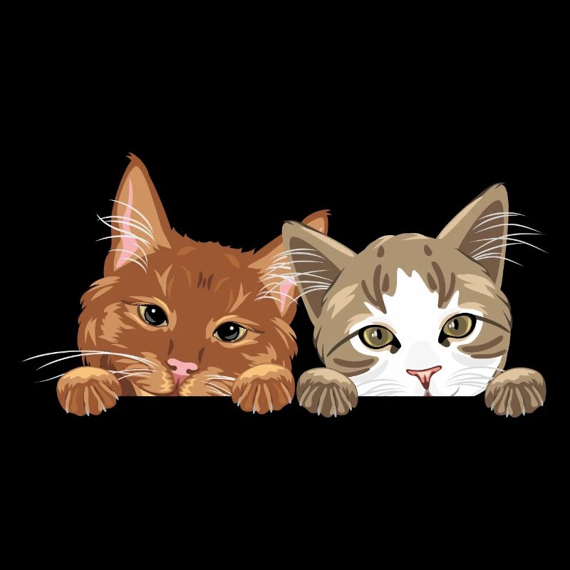 Peeking cute two cats