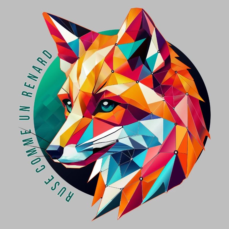Multicolor Geometric Fox - Abstract Design