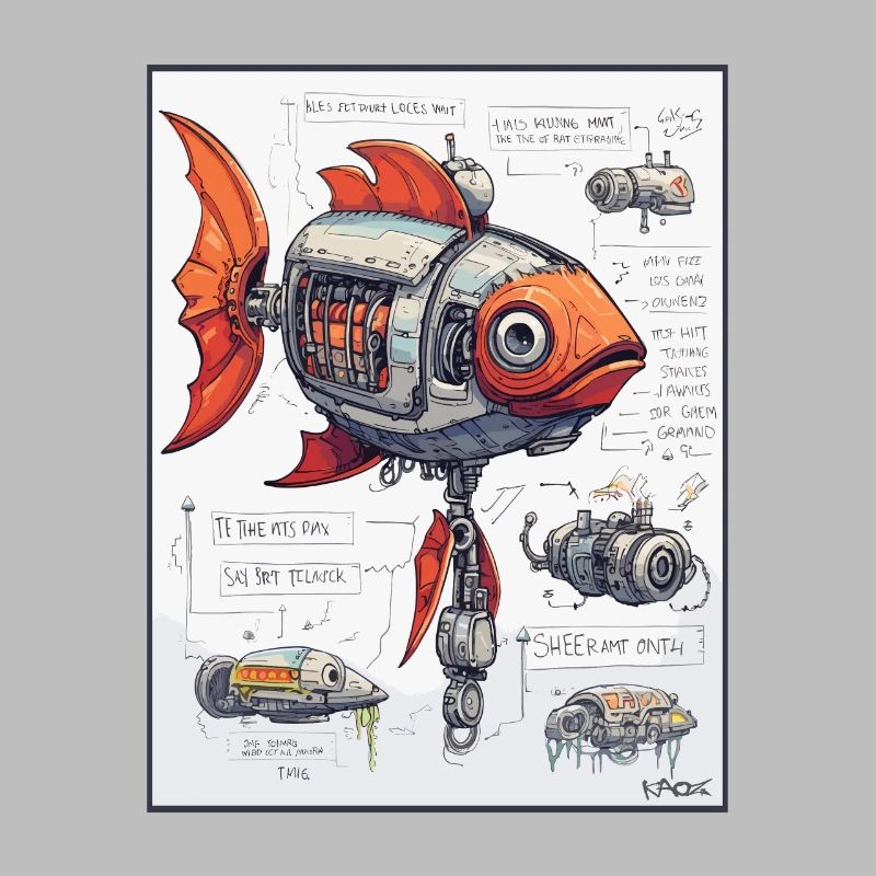 Technical Sketch of Mechanical Robot Fish