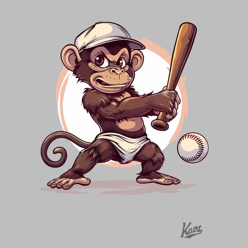 Baseball Player with Bat: Baby Monkey