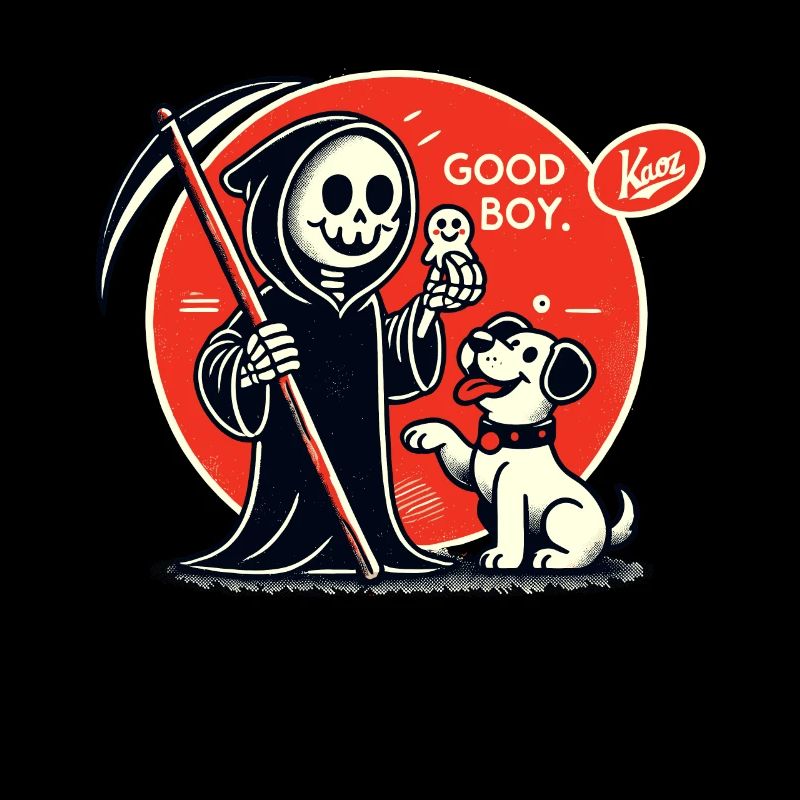 Grim Reaper jouant avec un chien : un bon garçon