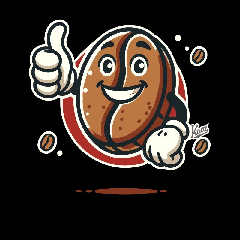 Thumbs up from a cheerful coffee bean