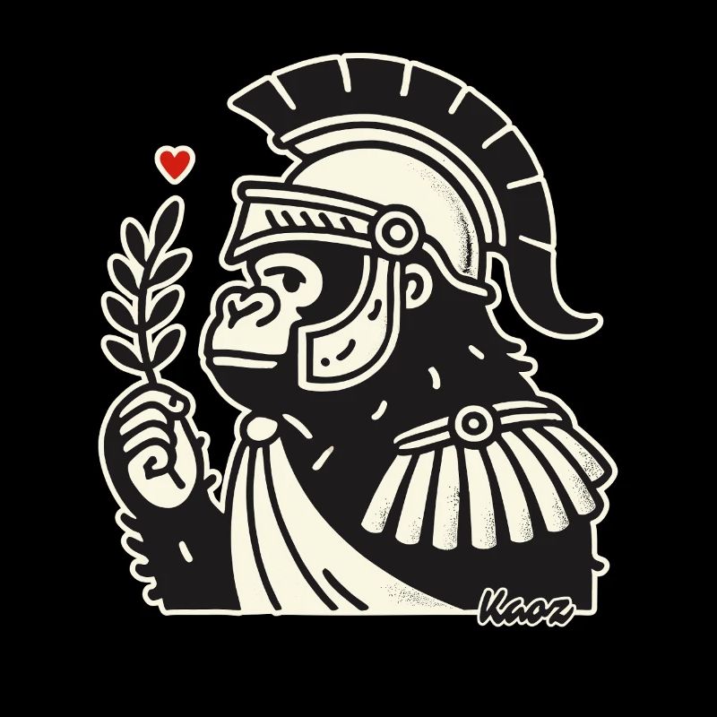 Spartan gorilla with laurel branch