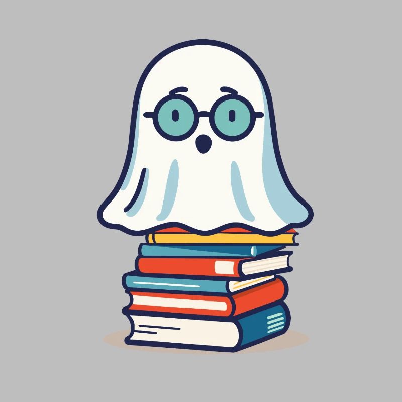 Reading Halloween Ghost Cute Bookworm
