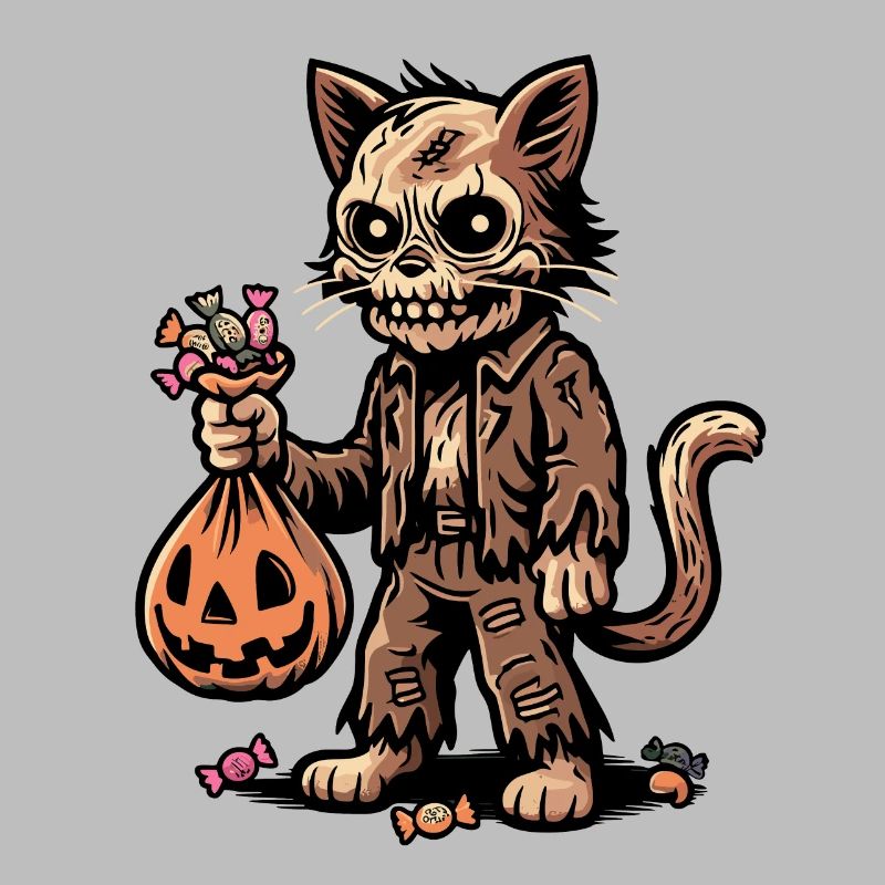 Untote Zombie Katze Süßes Oder Saures