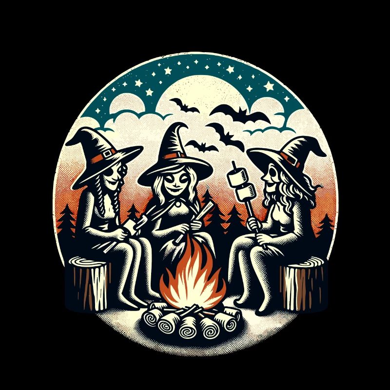Camping feu de camp Vintage sorcières Design