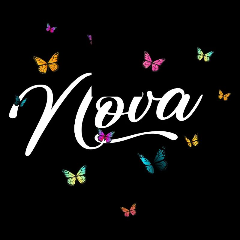 NOVA - Mädchen Name mit bunten Schmetterlingen