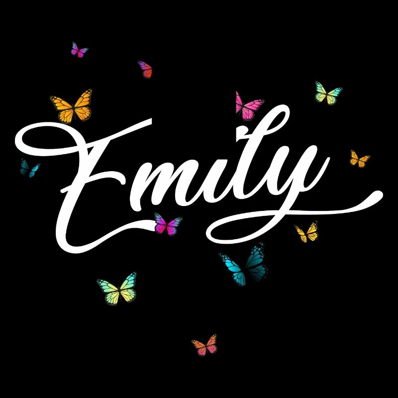 EMILY - Mädchen Name mit bunten Schmetterlingen
