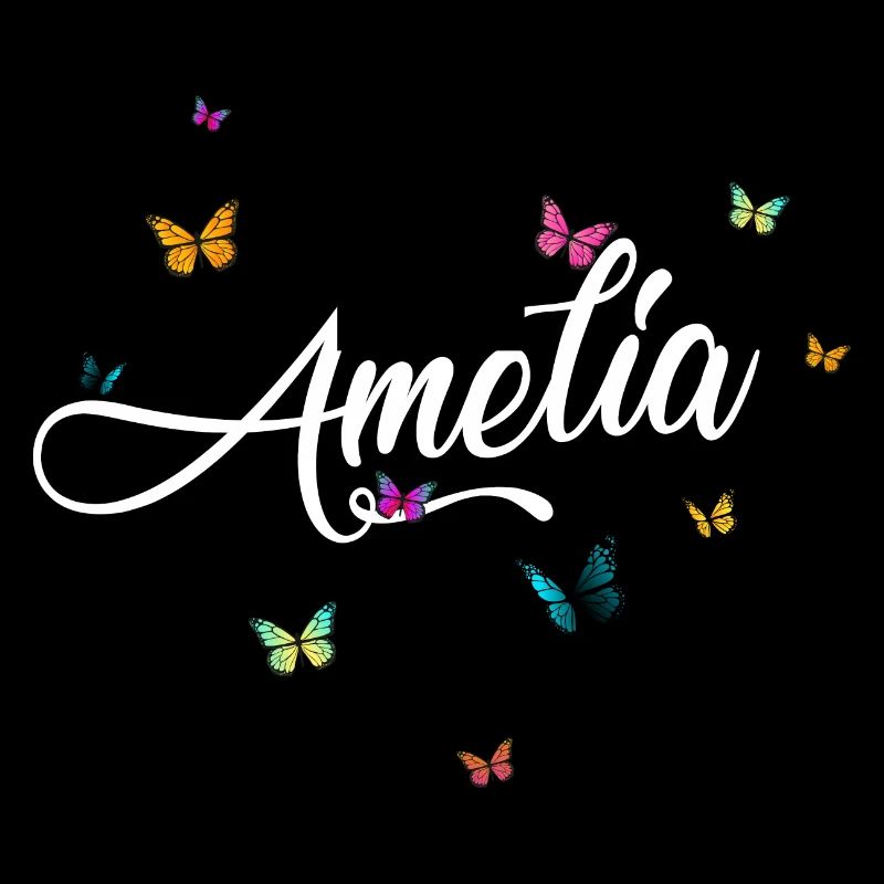 AMELIA - Mädchen Name mit bunten Schmetterlingen