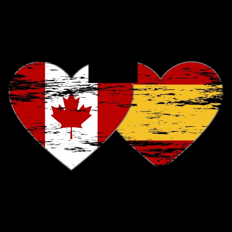 Coeur de drapeau Canada Espagne utilisé