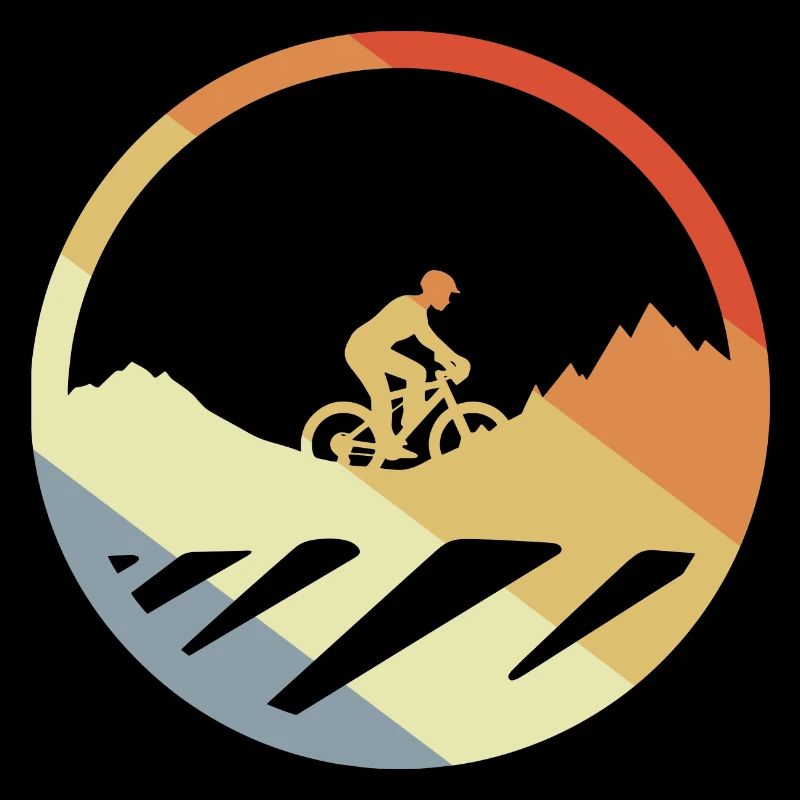 Mountain Biking Drawing Vintage